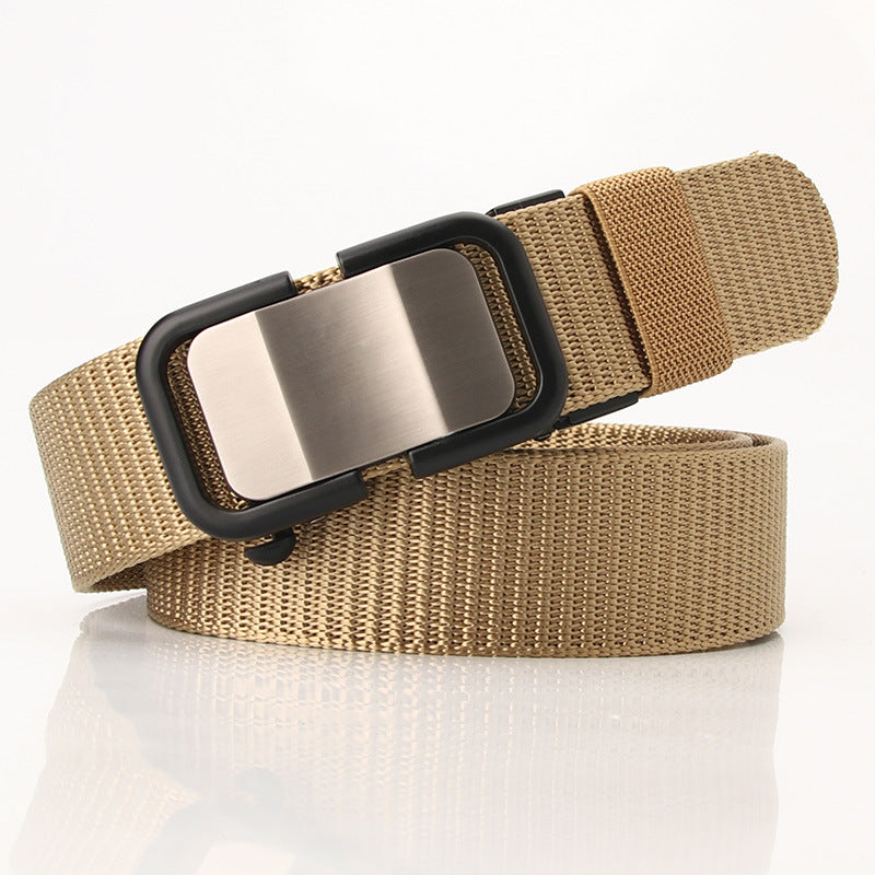 New Nylon Waistband Toothless Automatic Buckle Men's Leather Belt Casual All-match Trouser Belt Neutral Men's And Women's Youth Fashion Wear