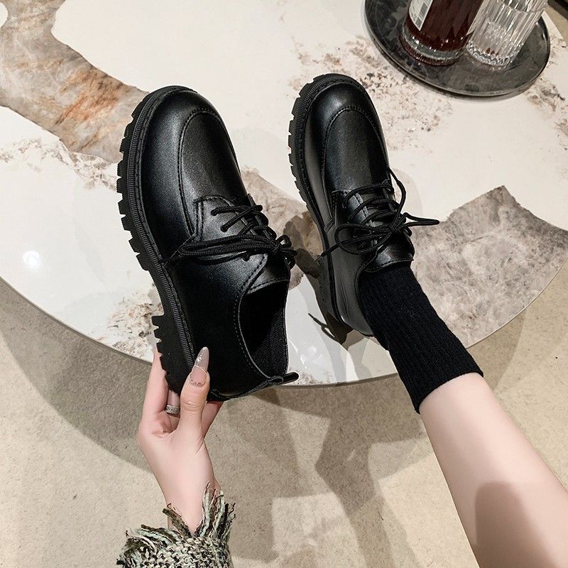 Plus Size Platform Snøresko Loafers i Læder til Kvinder