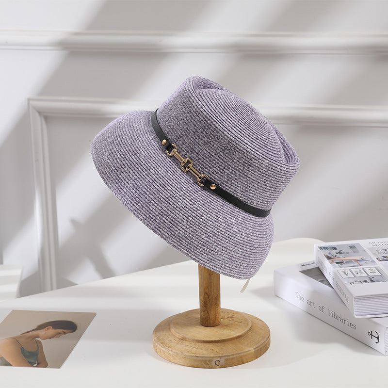 Women's Belt Chain Bell Type Sun-proof Straw Hat
