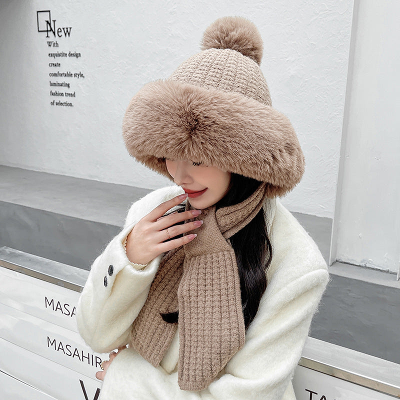 Knitted Women's Cute Plush One Piece Hat