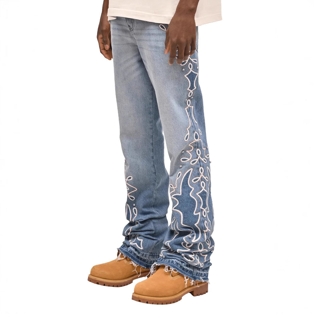Nye denim-jeans med brede ben til mænd og gradient-design