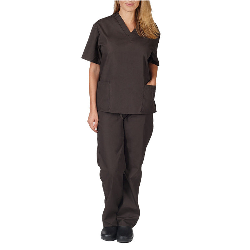 Solid-color V-neck Nursing Work Uniform Caregiver Uniform Nurse Attire