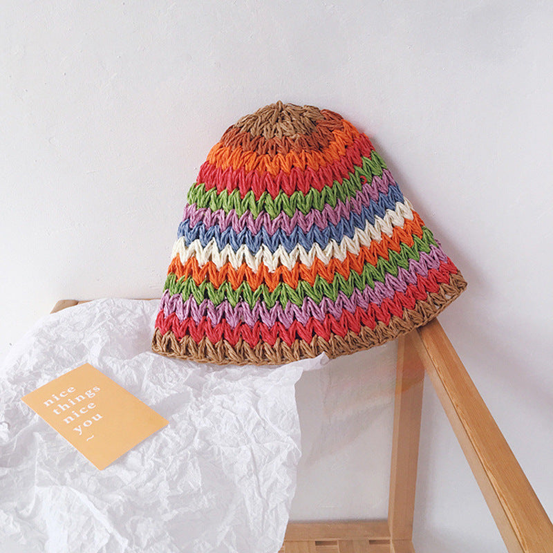 Colorful Striped Shade Fisherman's Handwoven Straw Hat