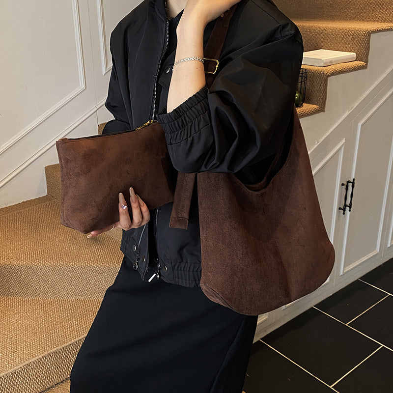 Suede-textured Underarm Shoulder Bag With A Large Capacity