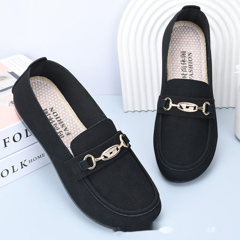 Gommino Women's Solid Color Casual Shoes Soft Bottom