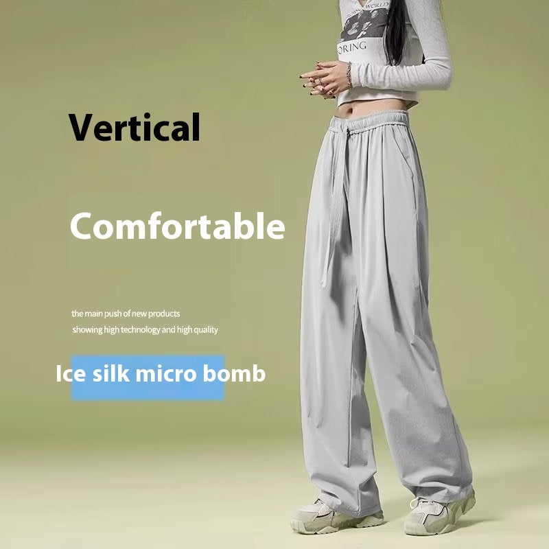 Quick-drying Ice Silk Wide-leg Retro Sports Casual Pants