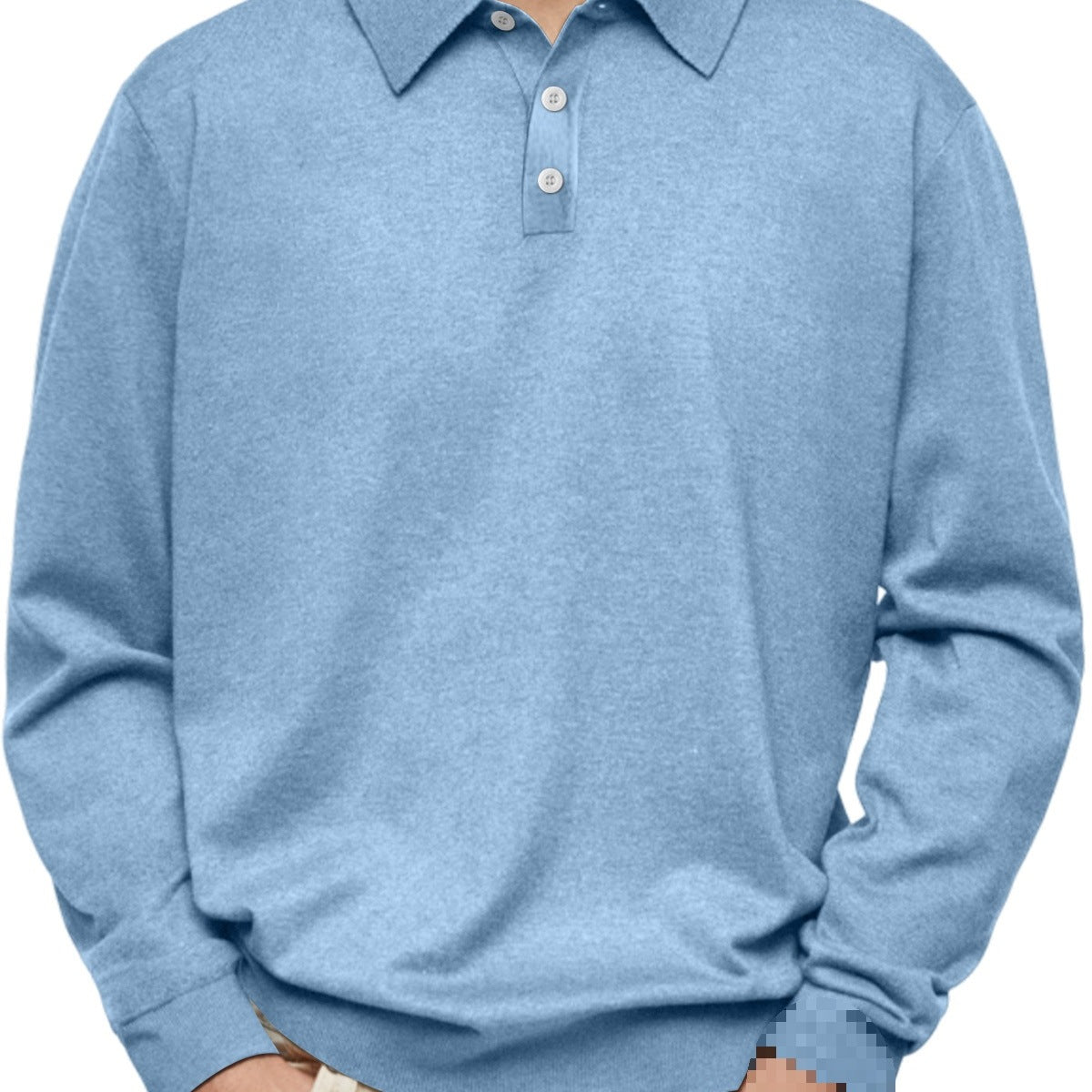 Winter Dralon Long Sleeve V-neck Buttons Men's Casual Jacket Polo Shirt