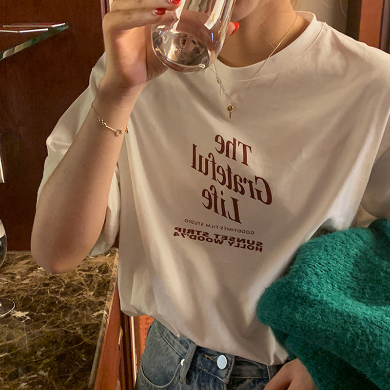 Afslappet Alsidig Retro Kortærmet T-shirt
