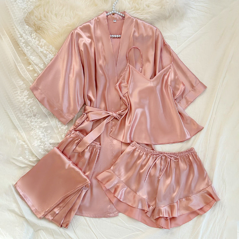 Silk Homewear Simple And Comfortable Home Four-piece Set
