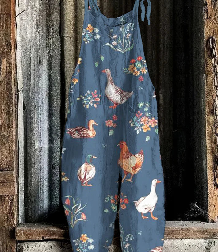 Printed Retro Wide-leg Women's Jumpsuit