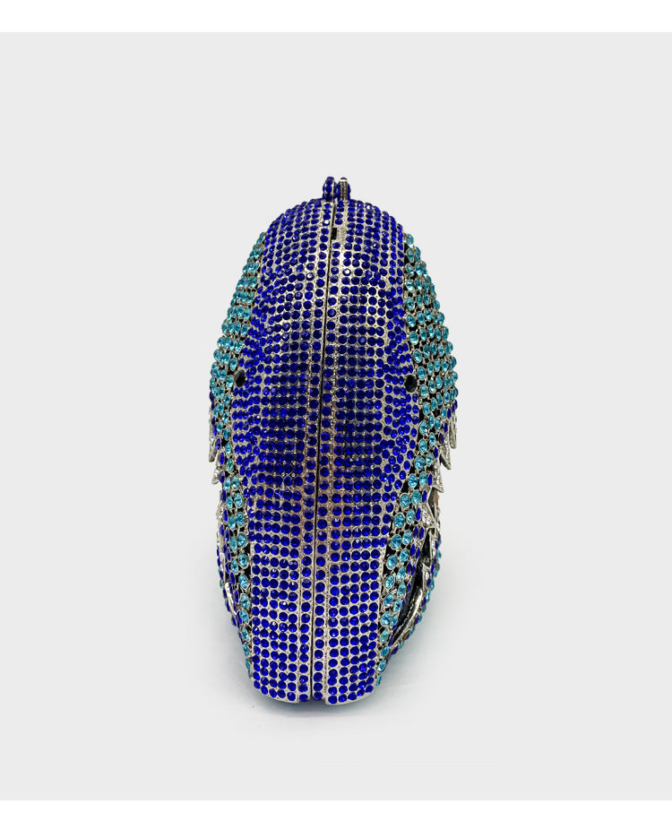 Metal Shark Head Rhinestone Funny Party Clutch