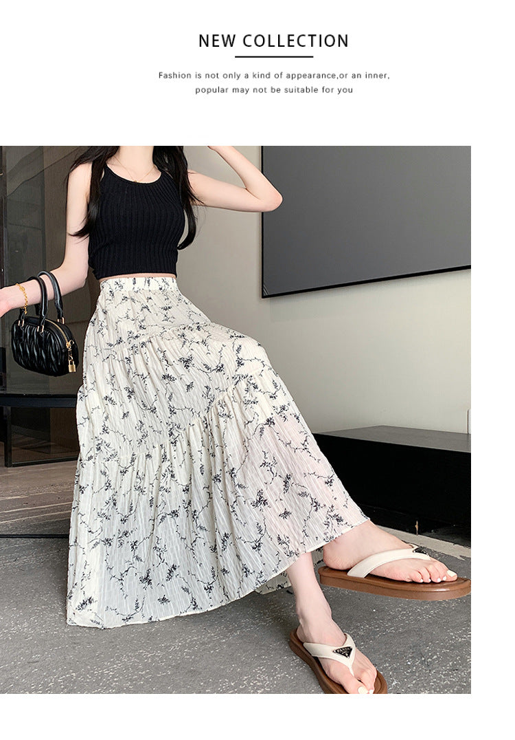 Women's Summer Casual French Retro Patchwork Floral Skirt