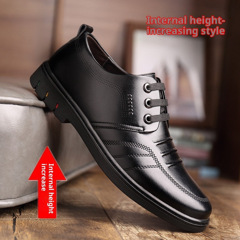 Men's Height Increasing Insole Genuine Leather Business Casual Leather Shoes