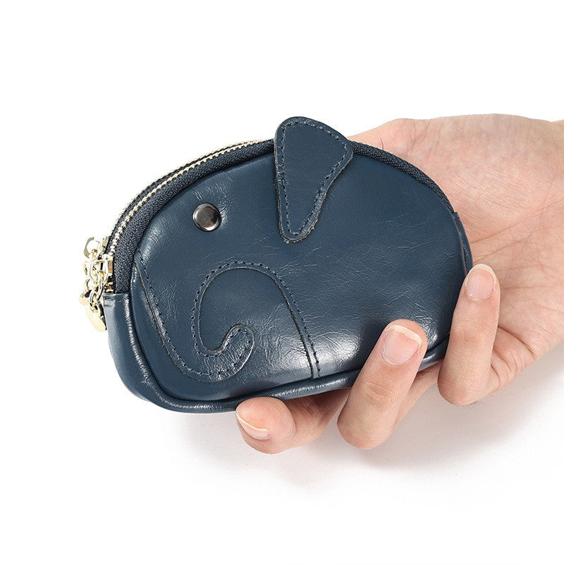 Wallet With Keychain Genuine Leather Multifunctional Coin Card Holder
