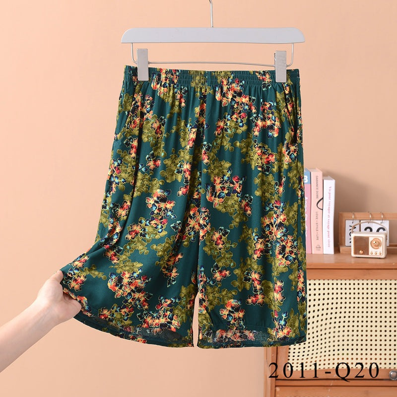 Women's Loose-fit Cotton-silk Floral-print Shorts
