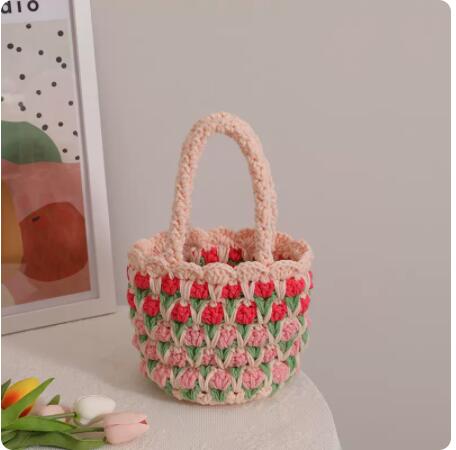 Tulip Flower Hand Woven Wool Covered Crochet