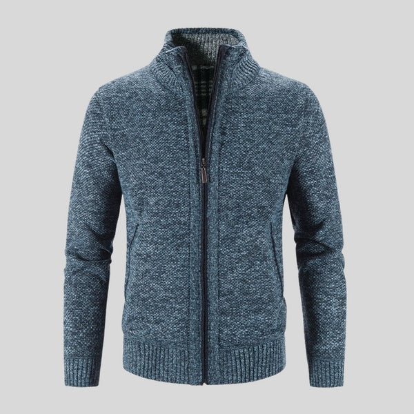 Men's Solid Color Stand Collar Cardigan Jacket