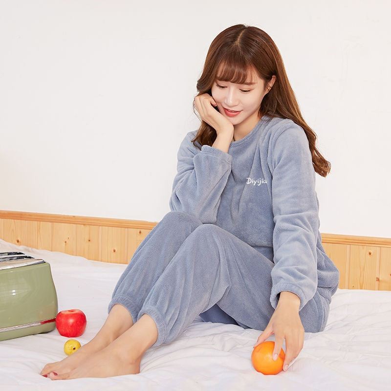 Warm Suit Women's Thick Coral Fleece Loungewear Suit