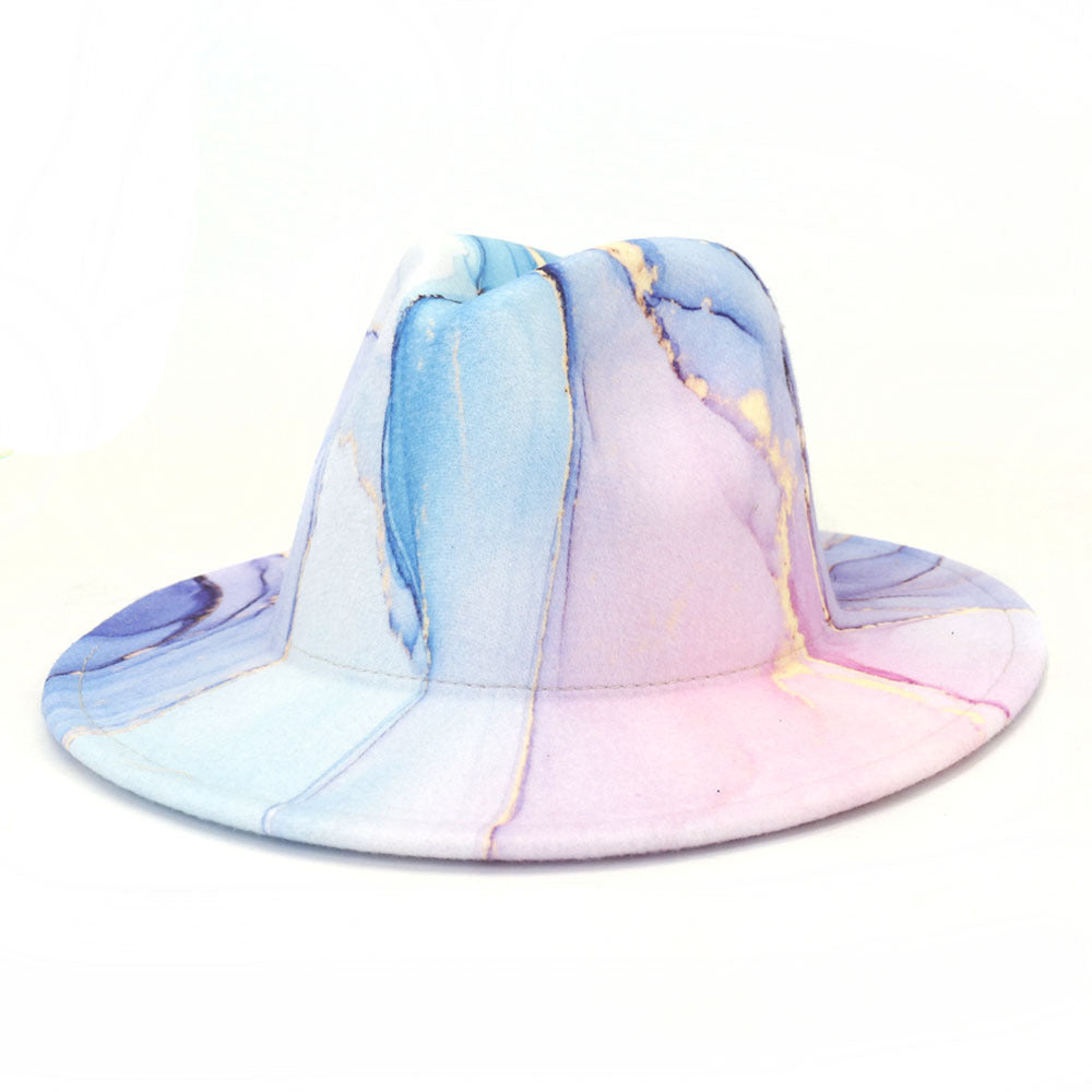 New Digital Printing Woolen Big Jazz Top Hat Big Pressure Hat