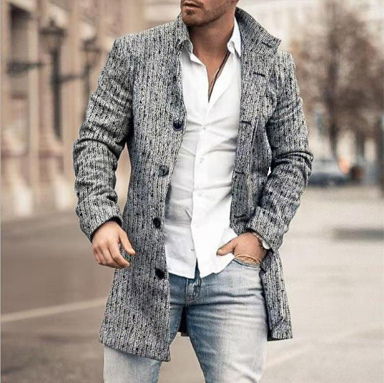 Various Colors Wool Men's Long Sleeve Trench Coat