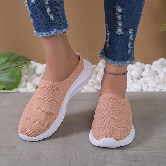 Mesh Breathable Flying Woven Women's Shoes Slip-on