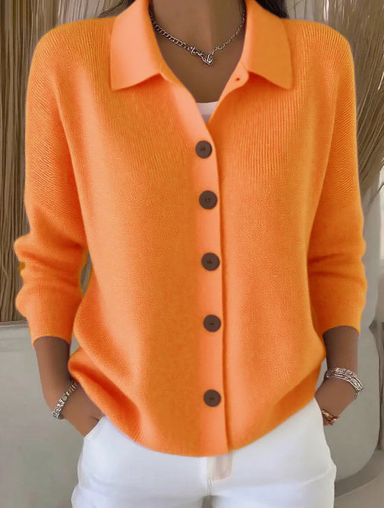 Women's Lapel Button Knitted Cardigan Sweater