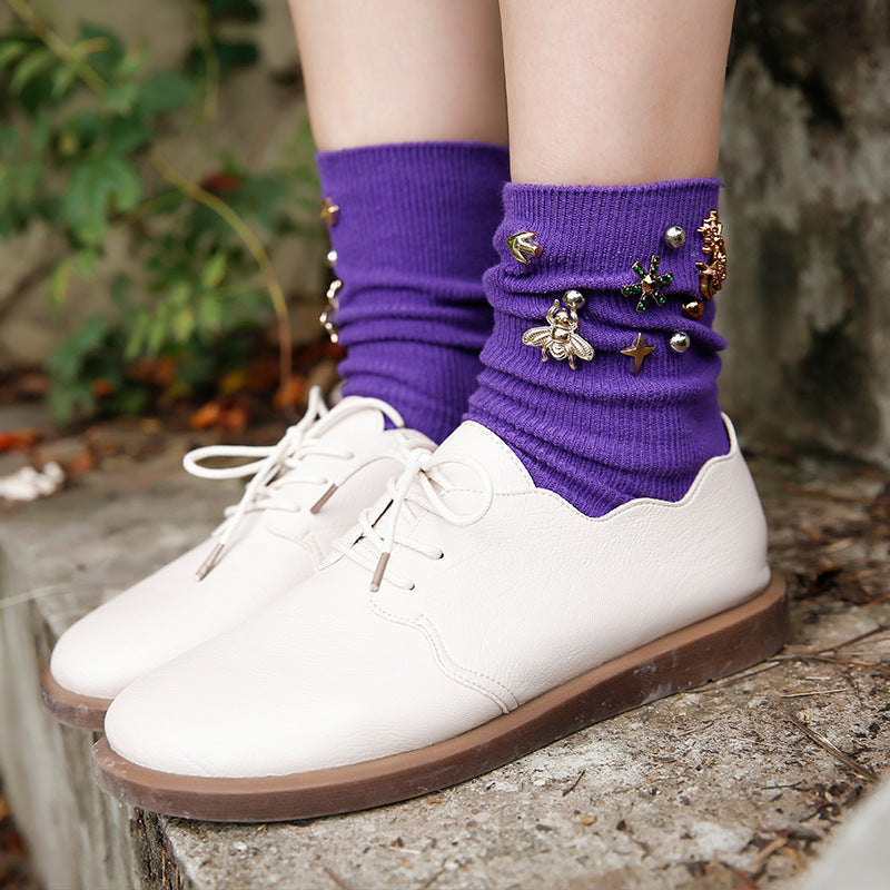 Handmade Pearl Pile Socks Combed Cotton