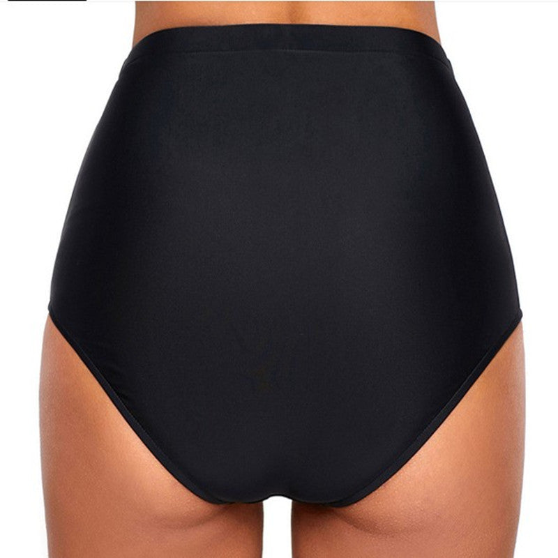 High-waist Solid Color Briefs Anti-glare Bikini