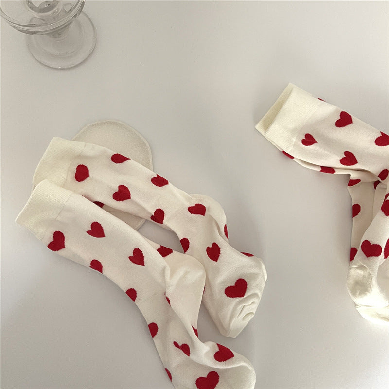 Mid-calf Length Love Cotton Socks Tide White Long Socks Korean Style Sports College Style