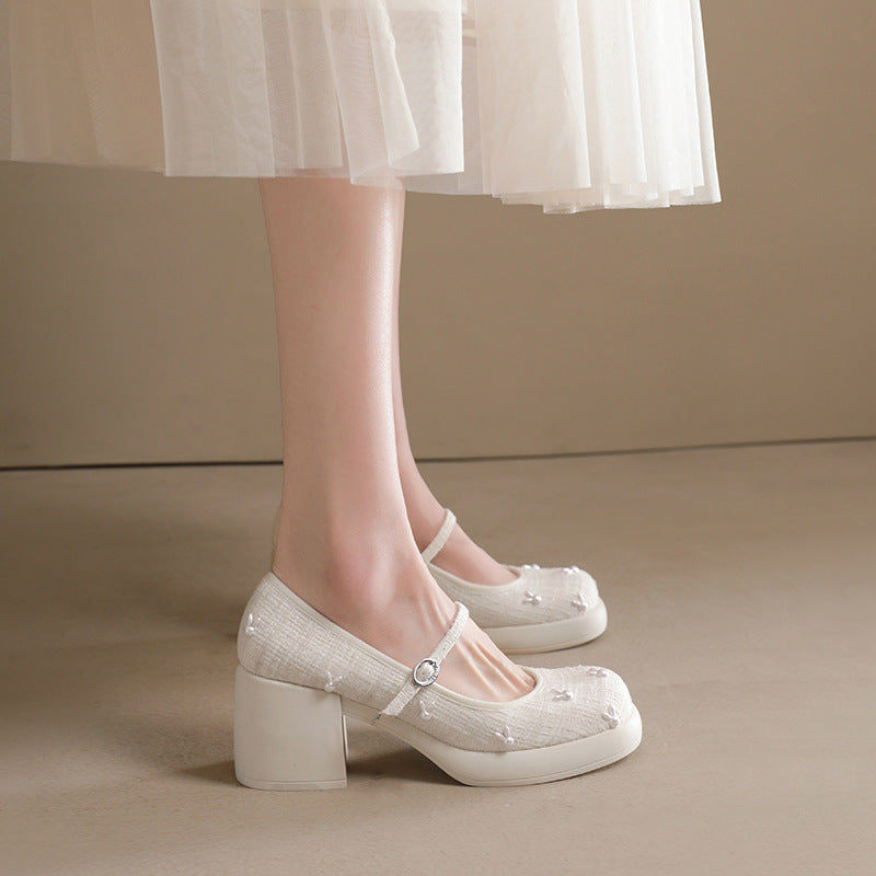 Women's Fashion Retro Chunky Heel Shoes