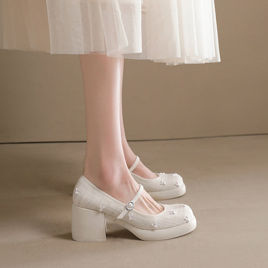 Women's Fashion Retro Chunky Heel Shoes