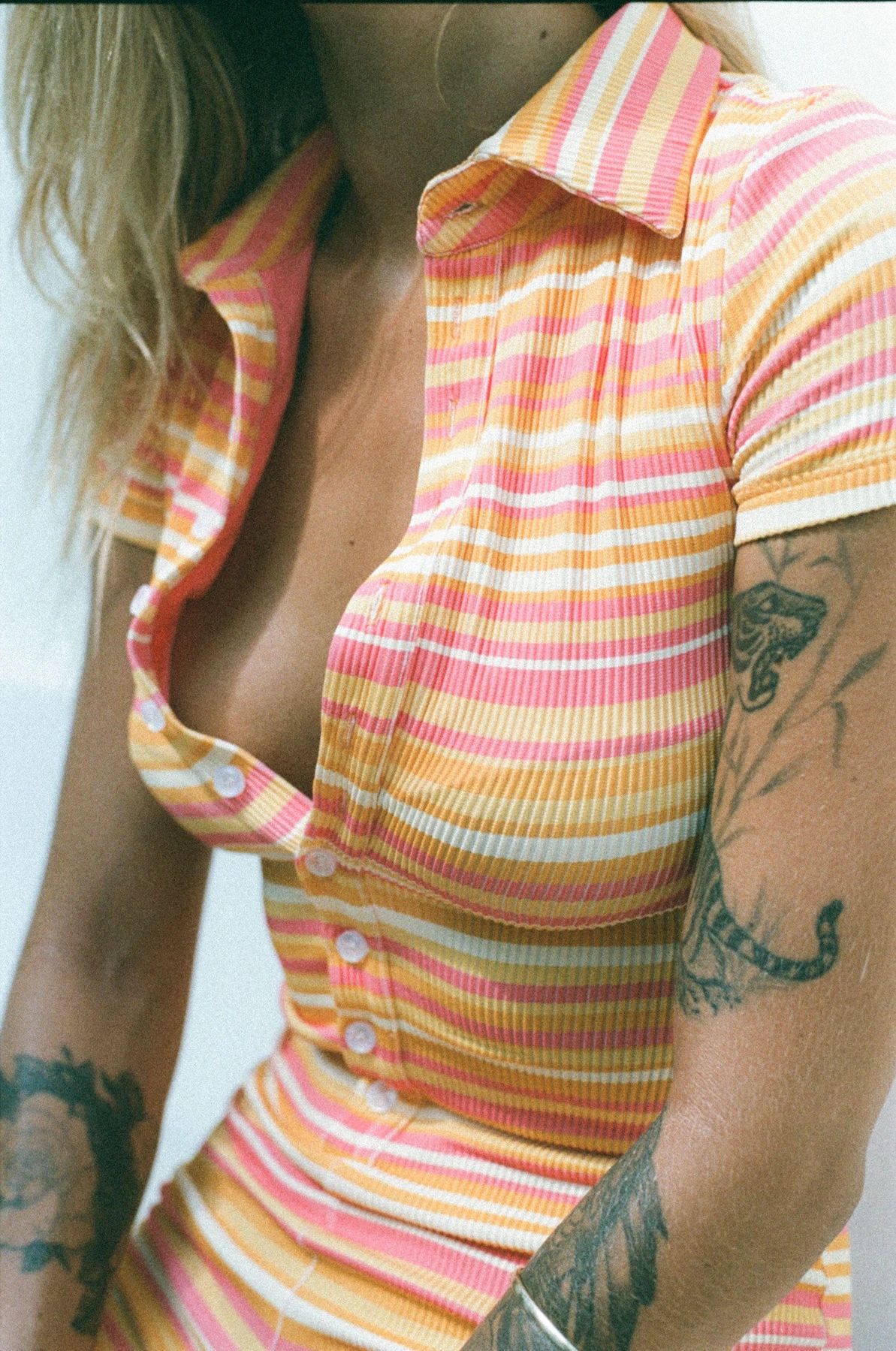 Women's Button Pit Digital Print Striped Playsuit Shorts