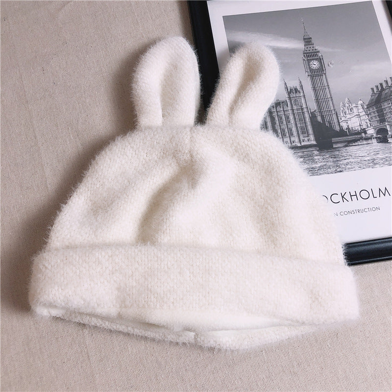 Plush Knit Beret With Rabbit Ears