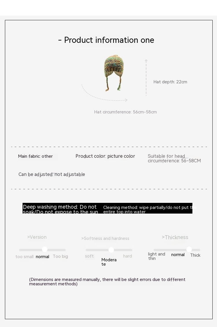Rainbow Wool Knitted Toe Cap Beanie Hat