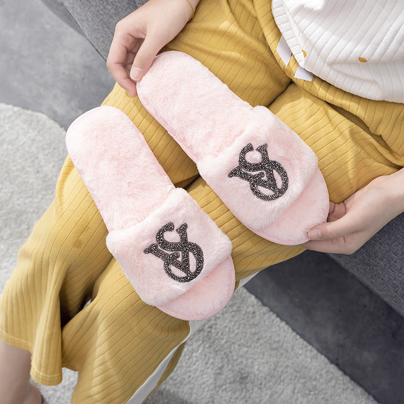 Women's Home Bright Diamond Warm Fashion Cotton Slippers
