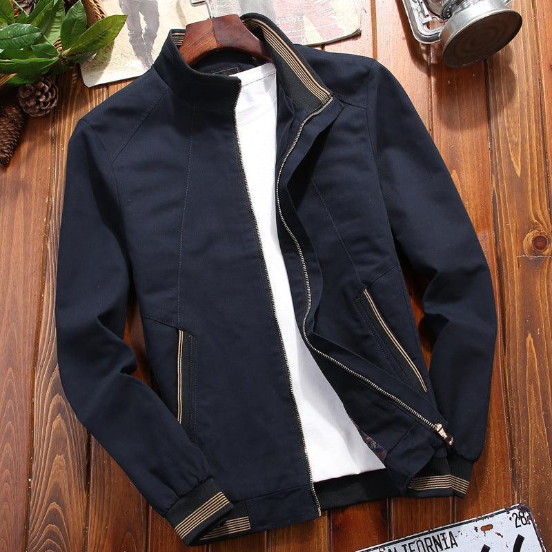 Men's Stand Collar Jacket Leisure Washed-out Coat