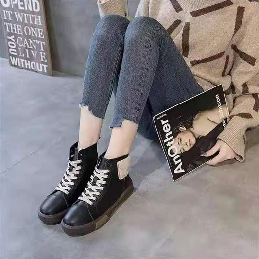 Women's New Flat-bottomed All-match Boots Elastic Band