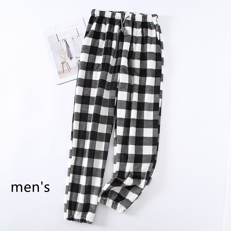 Couple Flannel Pajama Pants Plaid Women Autumn And Winter Plus Size Thickened