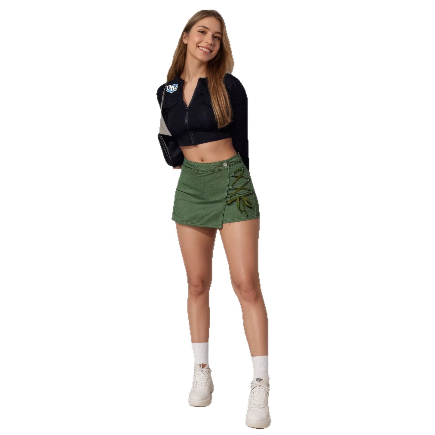 Womens Distressed Vintage Denim Skirt