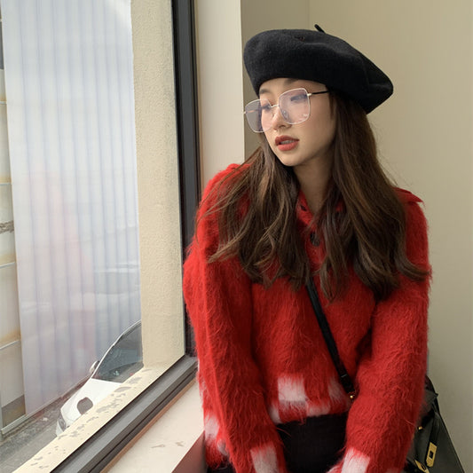 All-Wool Solid Color Vintage Versatile Mushroom Painter Hat
