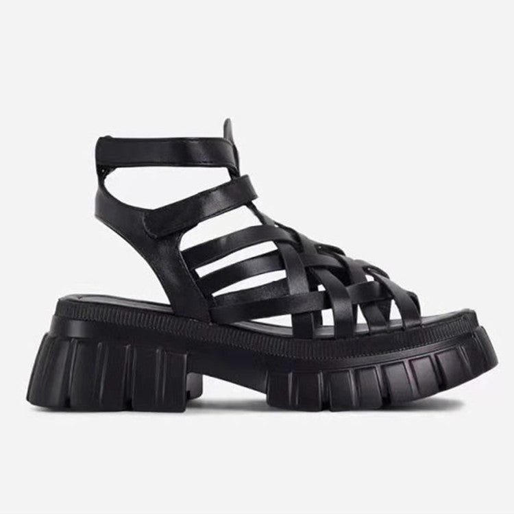Large Size Sandals Women's Sponge Cake Thick-soled Velcro