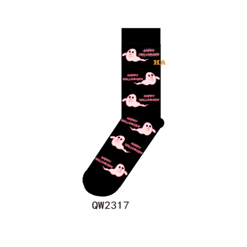 Halloween Man And Woman Cartoon Four Seasons Tube Socks