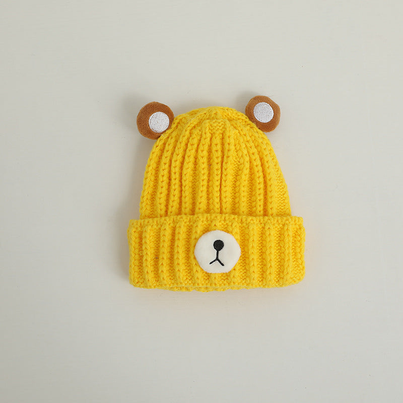 Knitted Hat Bear Candy Color Woolen Cap