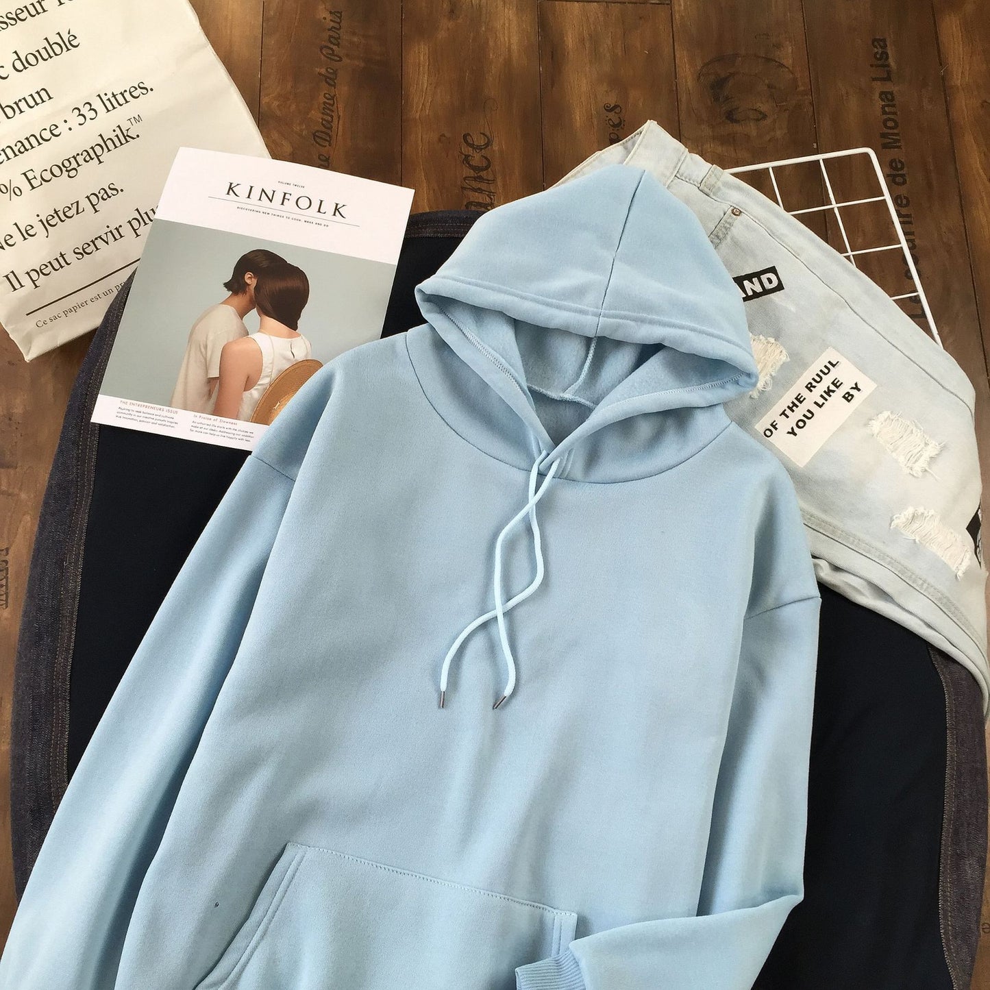 Long Sleeve Solid Color Hooded Sweater Couple