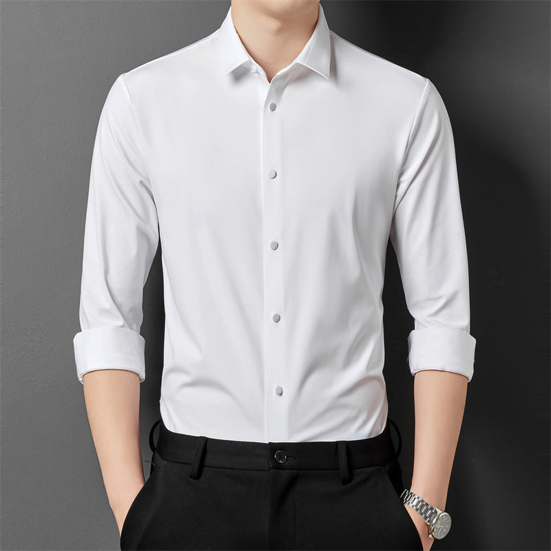 Forår og efterår sømløs høj elastisk langærmet T-shirt