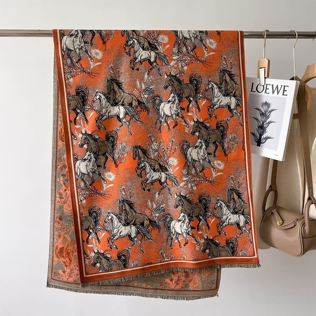 Autumn And Winter New Cashmere-like Thickened Oil Painting Jacquard Scarf