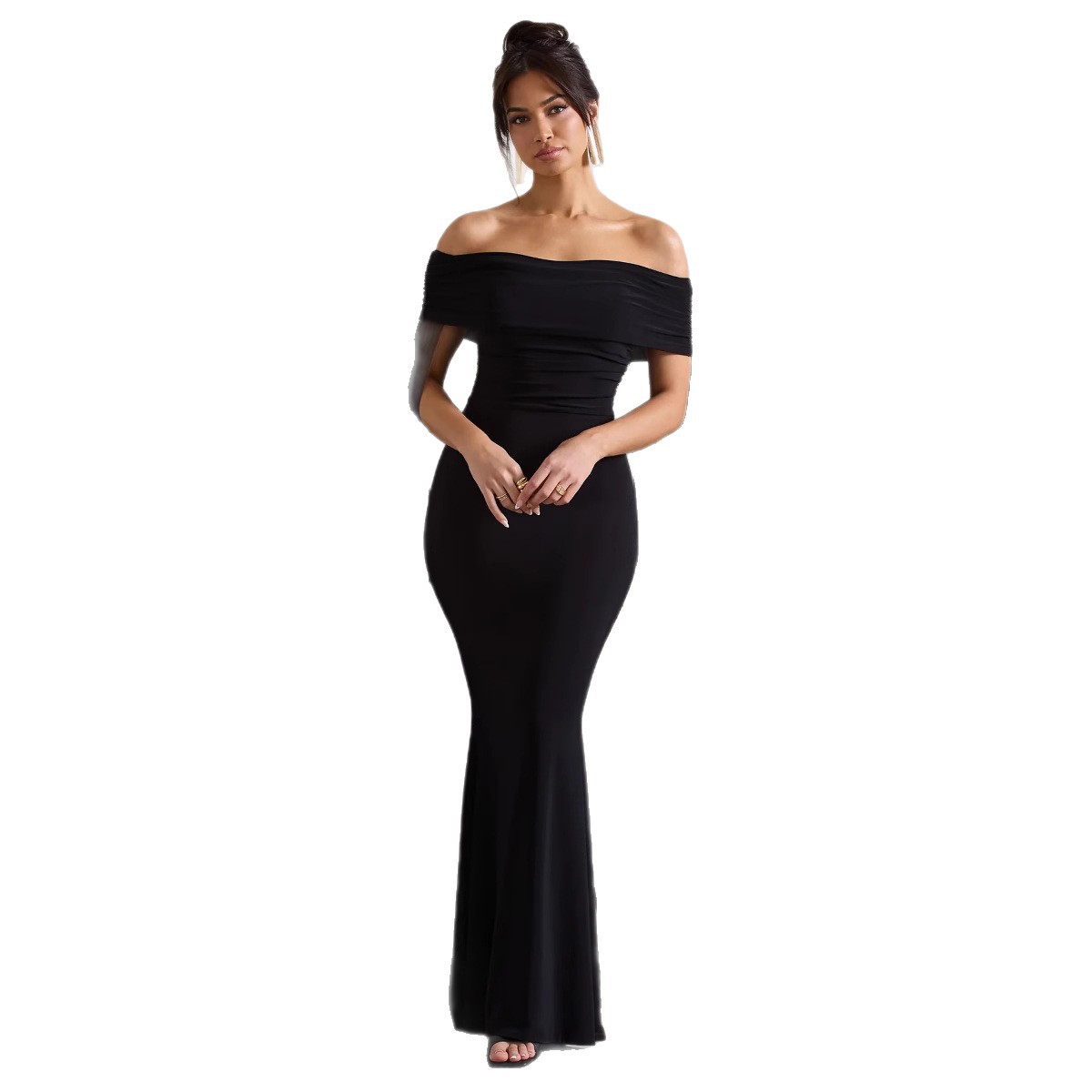 Elegant And Fashionable Off-shoulder Pleated Dress For Women
