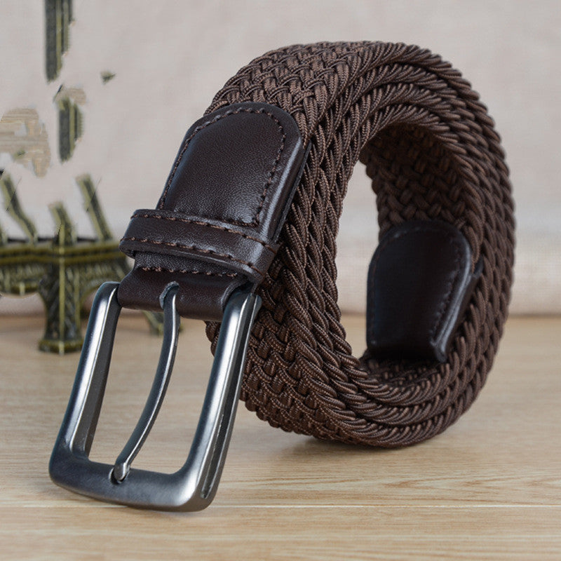 All-match Pin Buckle, Non-hole Elastic Adjustable Canvas Woven Trouser Belt
