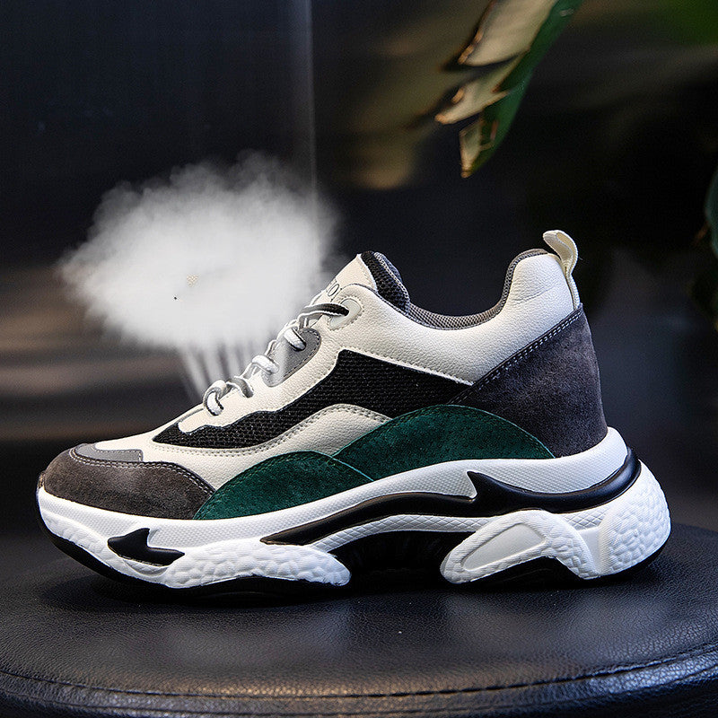 Women's Thick Sole Breathable Leather Casual Sneakers