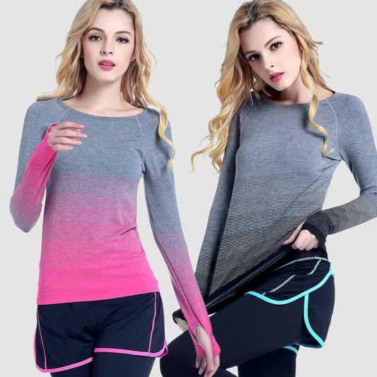 Sports Long Sleeve Women's Gradient Color Sports Top T-shirt Quick-drying